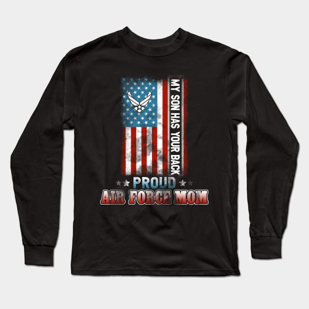 Air Force USAF Women's Proud Mom T-Shirt US Air Force Mom Long Sleeve T-Shirt by Otis Patrick